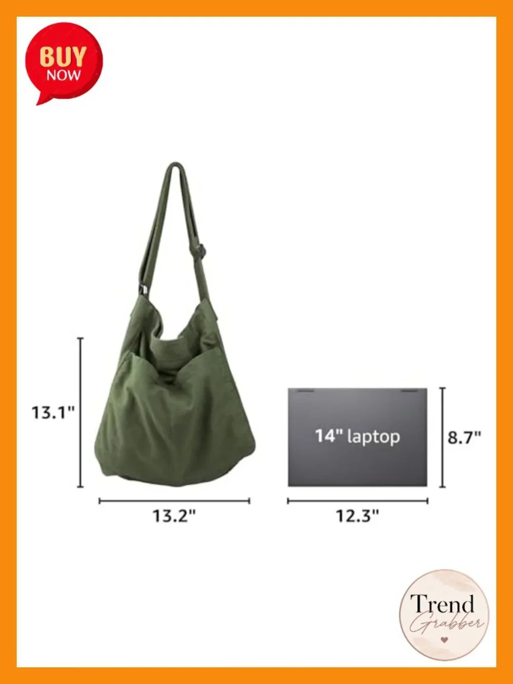 Canvas Hobo Crossbody Shoulder Tote Bag with Multi-Pocket